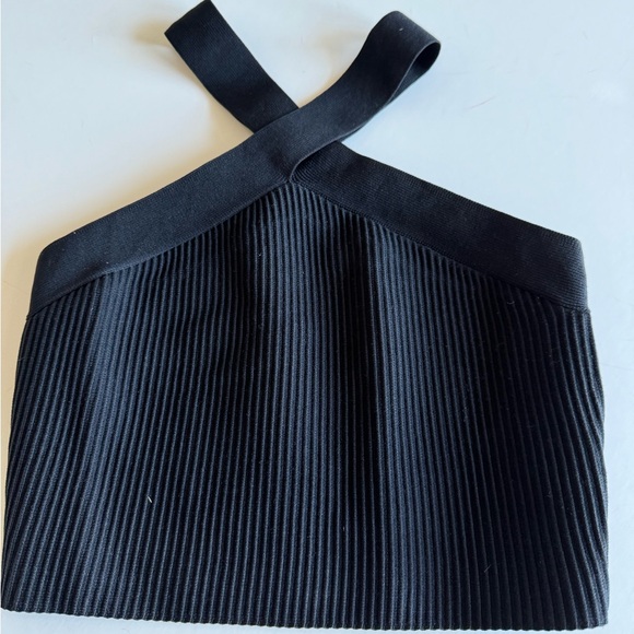 #240 Sincerely Jules Cropped Top, M, Black, Ribbed,   Criss Cross Straps, NWOT - Picture 6 of 6